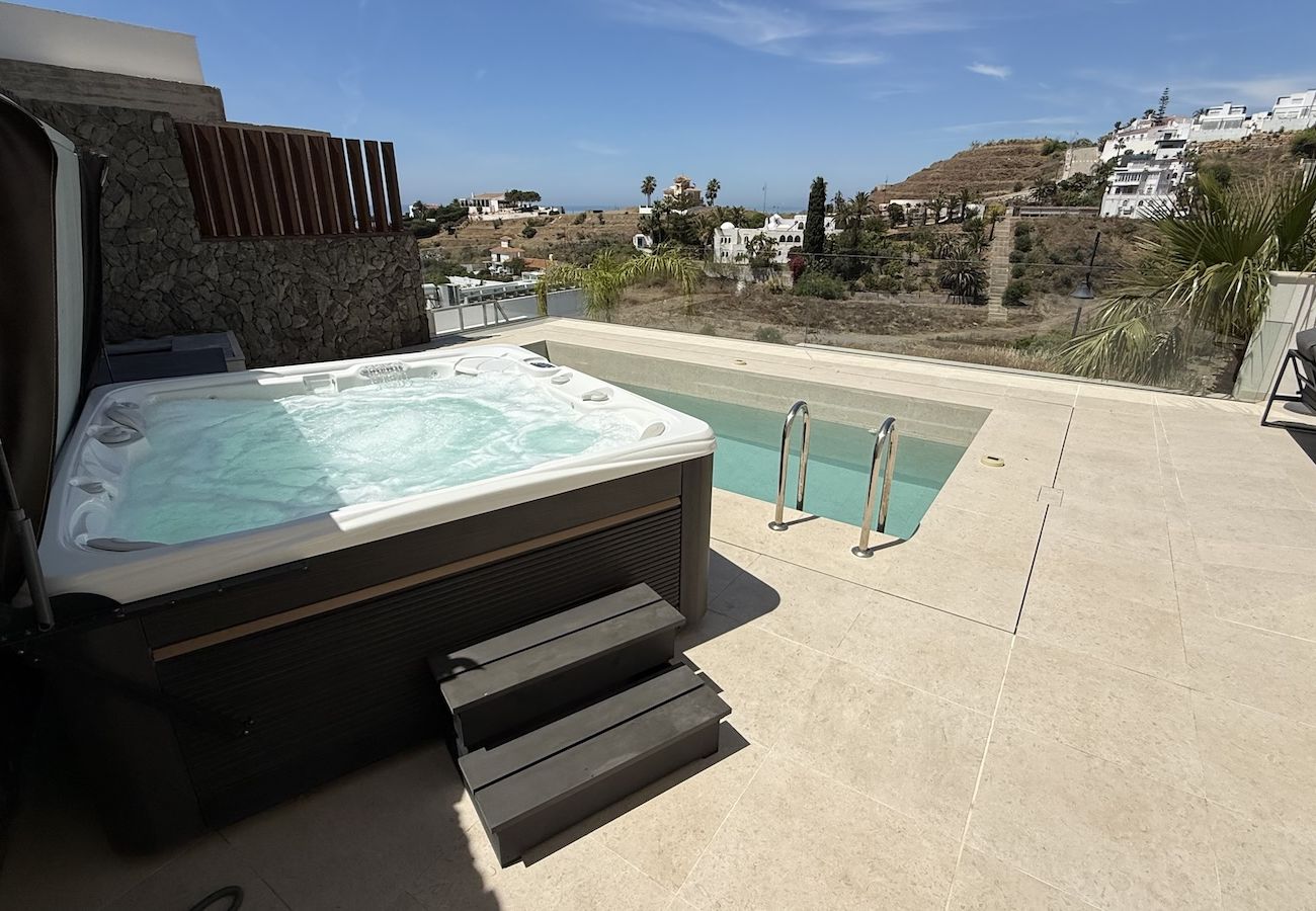 House in Torrox Costa - Modern House with Private Pool and Hot Tub - access to gym, sauna & wellness centre