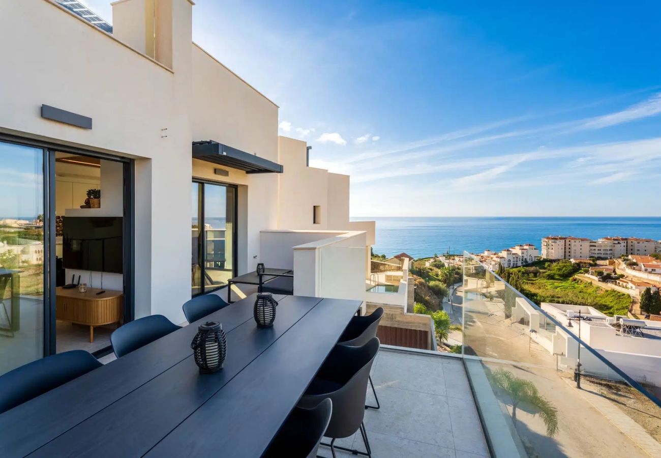House in Torrox Costa - Modern House with Private Pool and Hot Tub - access to gym, sauna & wellness centre