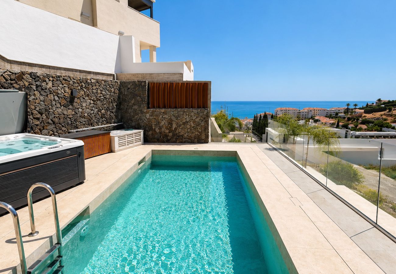 House in Torrox Costa - Modern House with Private Pool and Hot Tub - access to gym, sauna & wellness centre